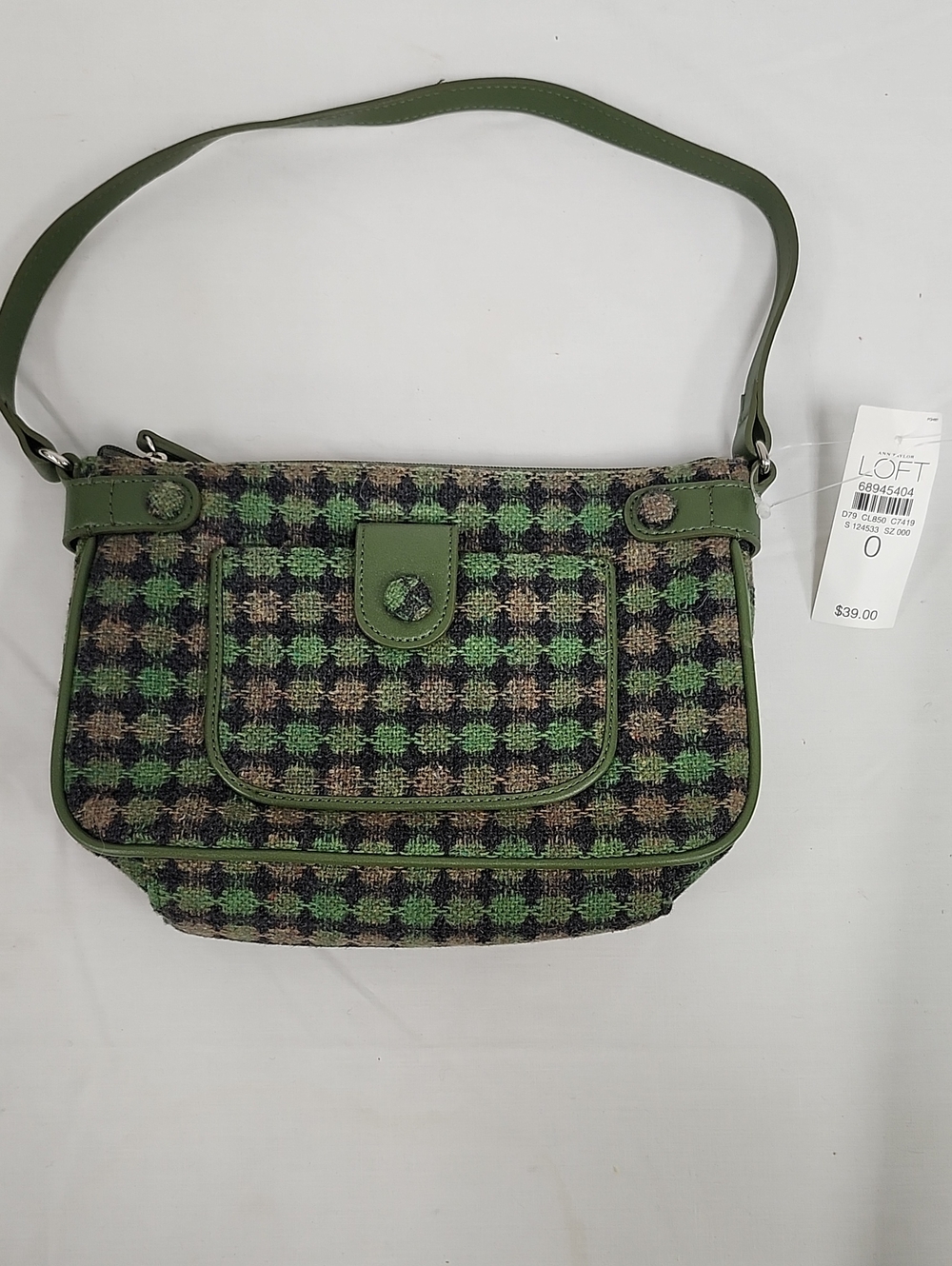 LOFT Green and Brown Shoulder Bag with Front Pocket